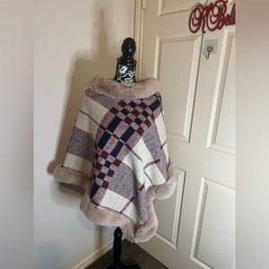 Beautiful Tan Striped Cape/Poncho Price is Firm